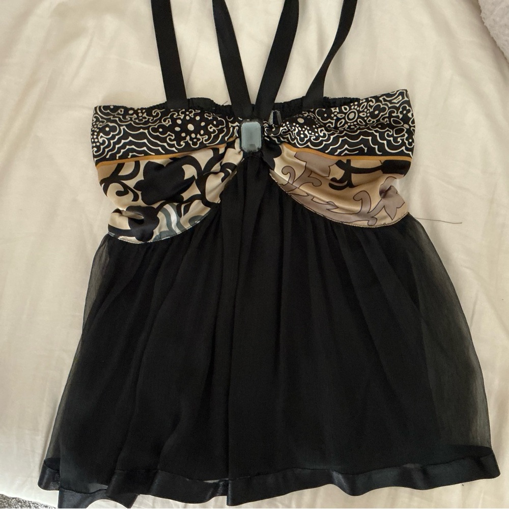 Chic Black and Patterned Camisole Top
